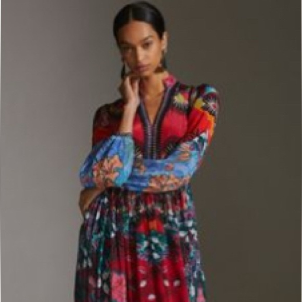 Anthropology Floral Multicolor Maxi Dress
